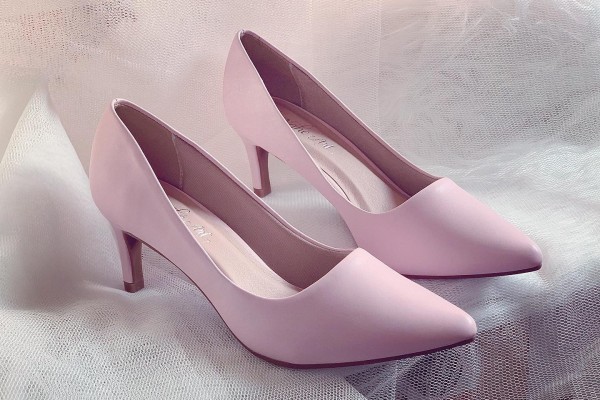 Giày cưới Nghé Art basic cao gót bít mũi màu hồng 247 - 5 phân