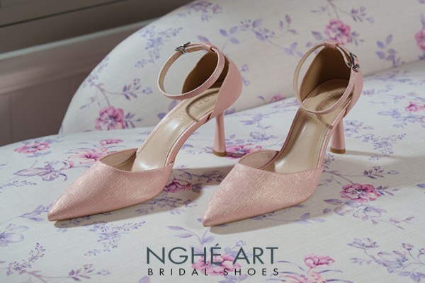 Giày cưới Nghé Art basic 9 phân nhũ hồng pastel 340-nhu-hong - Hồng pastel - 9 phân