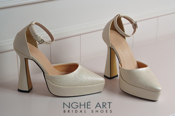 Giày cưới Nghé Art basic 13 phân nhũ vàng champage 481-nhu-vang - Vàng pastel - 13 phân