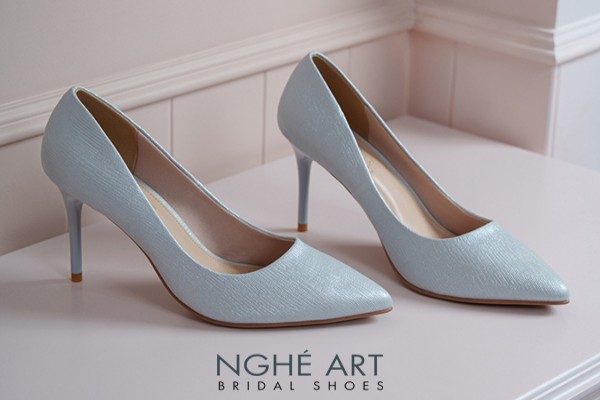 Giày cưới Nghé Art basic 10 phân nhũ xám pastel 377-nhu-xam - Xám pastel - 10 phân