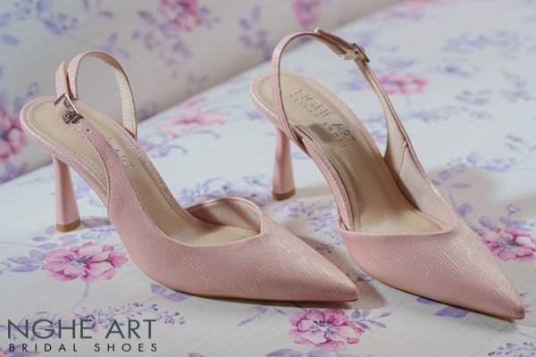 Giày cưới Nghé Art basic slingback nhũ hồng pastel 535-nhu-hong - Hồng pastel - 9 phân