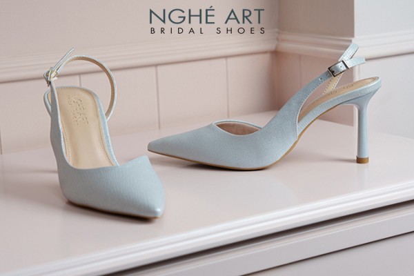 Giày cưới Nghé Art basic slingback nhũ xám pastel 535-nhu-xam - Xám xanh pastel - 9 phân