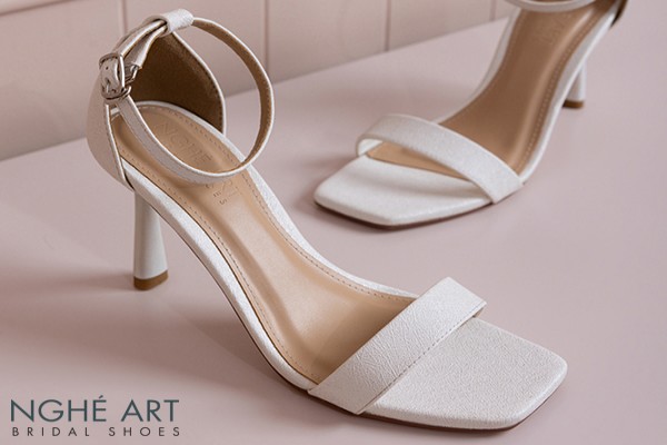 Giày cưới Nghé Art basic dáng sandal cao 9 cm 566-9P-NHU-TRANG - Trắng - 9 phân