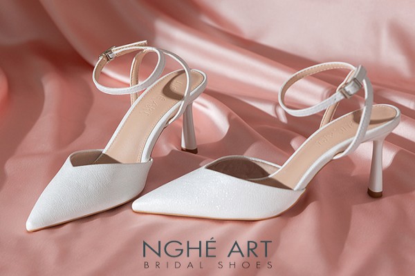 Giày cưới Nghé Art basic cao gót 590-9P-NHU-TRANG - Trắng - 9 phân