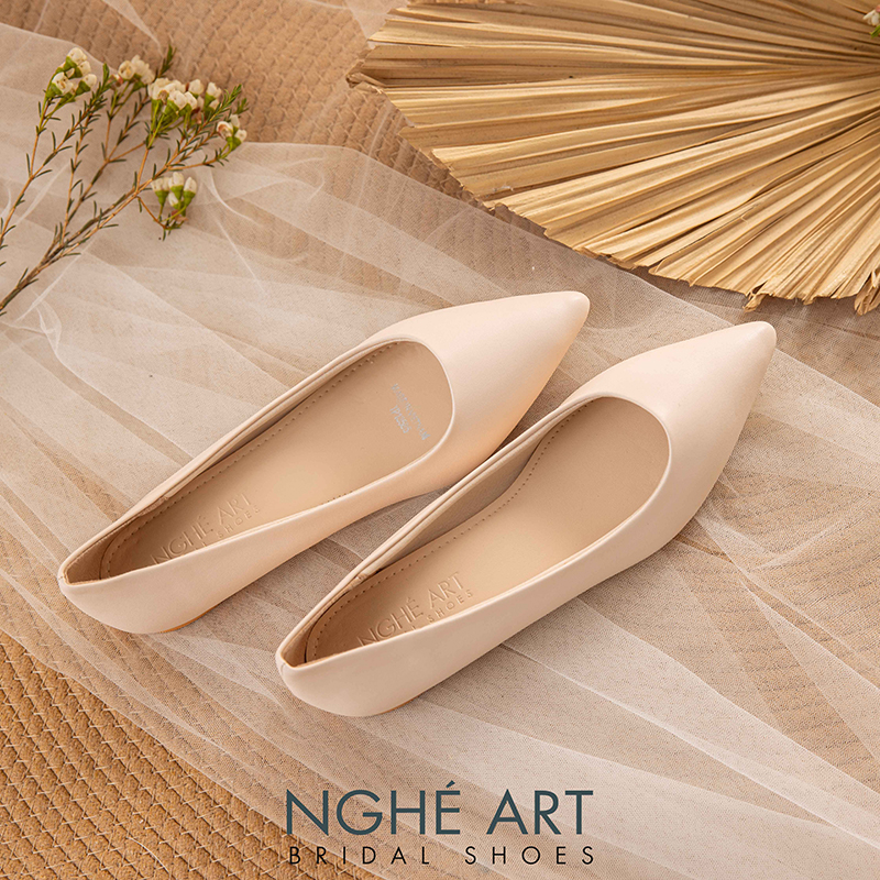 Giày cưới Nghé Art basic bệt búp bê bít mũi 194-1P-DA-NUDE - Ảnh 4 - Nghé Art Bridal Shoes – 0822288288