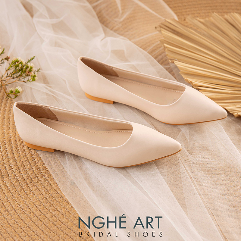 Giày cưới Nghé Art basic bệt búp bê bít mũi 194-1P-DA-NUDE - Ảnh 5 - Nghé Art Bridal Shoes – 0822288288