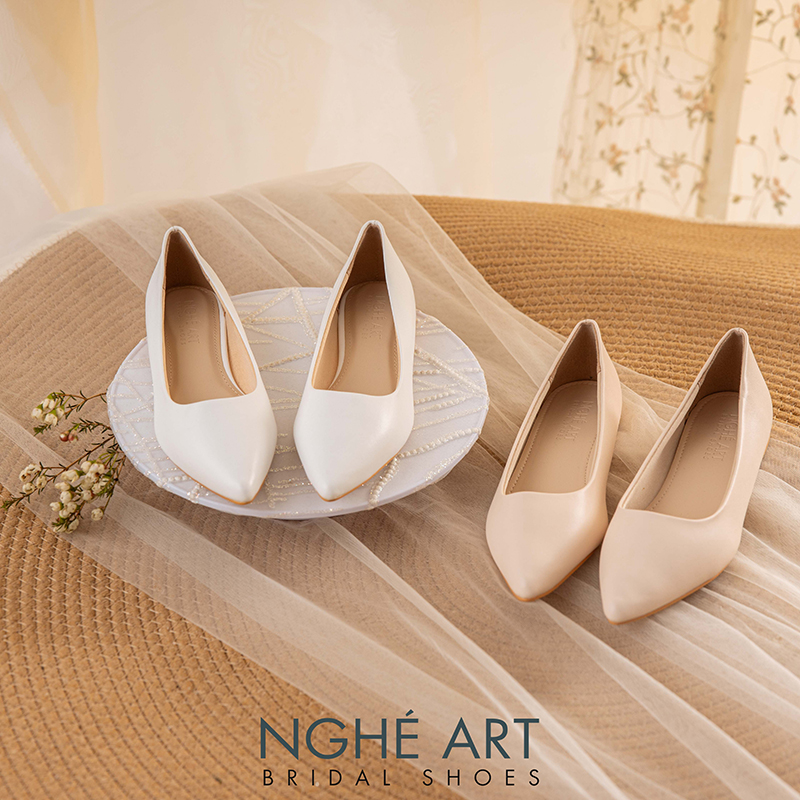 Giày cưới Nghé Art basic bệt búp bê bít mũi 194-1P-DA - Ảnh 1 - Nghé Art Bridal Shoes – 0822288288