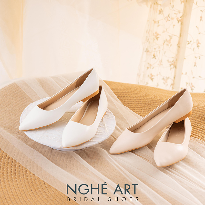 Giày cưới Nghé Art basic bệt búp bê bít mũi 194-1P-DA - Ảnh 2 - Nghé Art Bridal Shoes – 0822288288