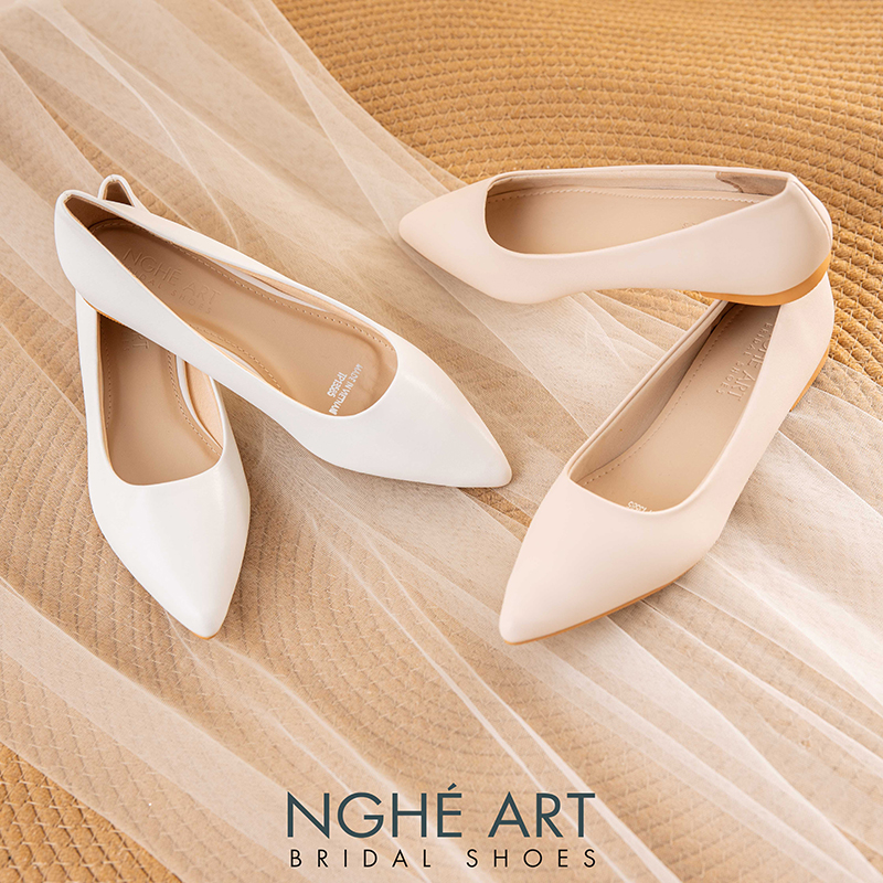 Giày cưới Nghé Art basic bệt búp bê bít mũi 194-1P-DA - Ảnh 3 - Nghé Art Bridal Shoes – 0822288288