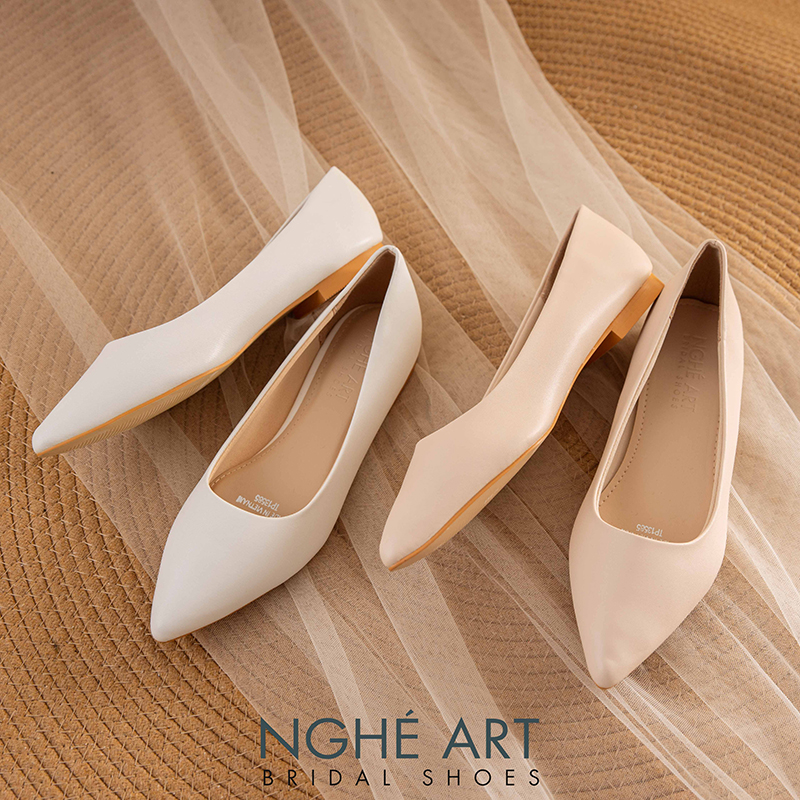 Giày cưới Nghé Art basic bệt búp bê bít mũi 194-1P-DA - Ảnh 4 - Nghé Art Bridal Shoes – 0822288288