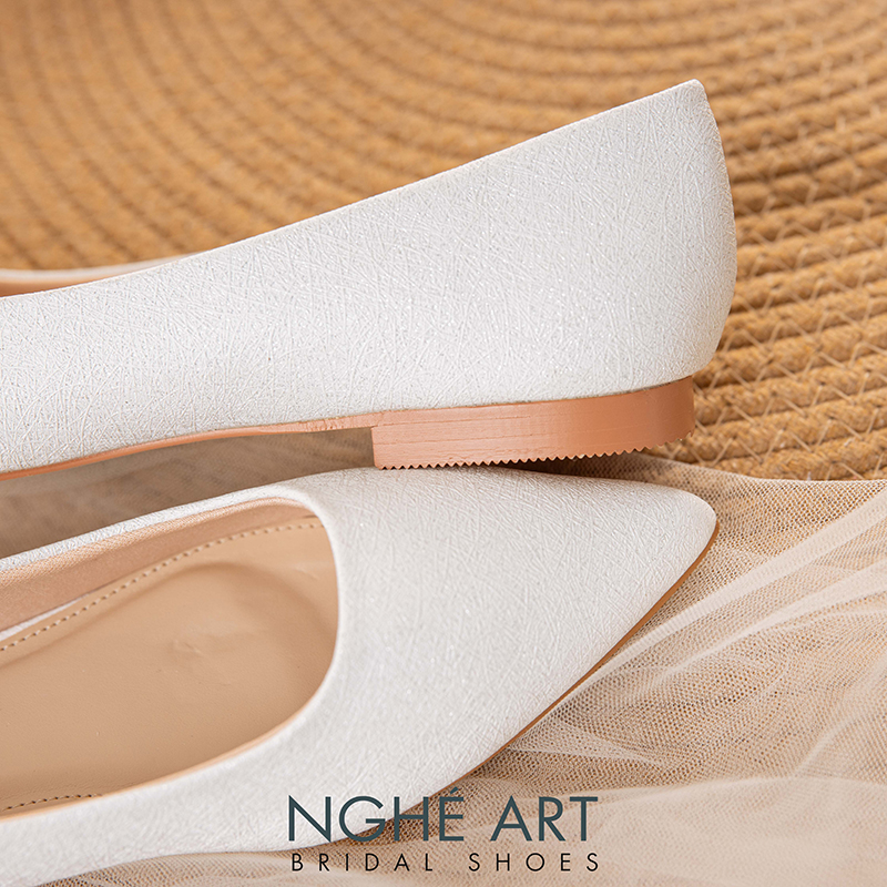 Giày cưới Nghé Art basic búp bê trắng nhũ ánh kim 194nhu - Ảnh 4 - Nghé Art Bridal Shoes – 0822288288