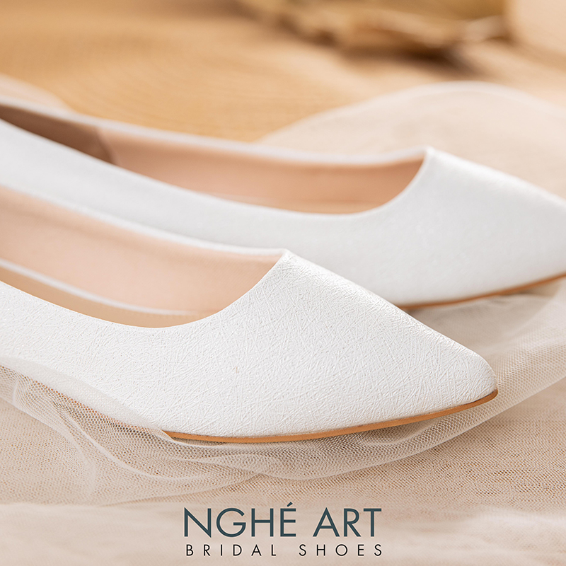 Giày cưới Nghé Art basic búp bê trắng nhũ ánh kim 194nhu - Ảnh 5 - Nghé Art Bridal Shoes – 0822288288