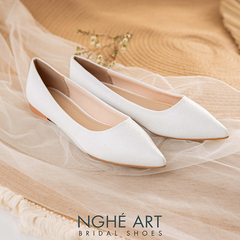 Giày cưới Nghé Art basic búp bê trắng nhũ ánh kim 194nhu - Ảnh 7 - Nghé Art Bridal Shoes – 0822288288