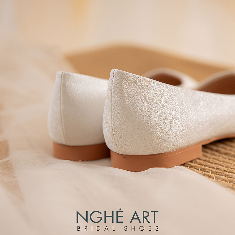 Giày cưới Nghé Art basic búp bê trắng nhũ ánh kim 194nhu - Ảnh 8 - Nghé Art Bridal Shoes – 0822288288