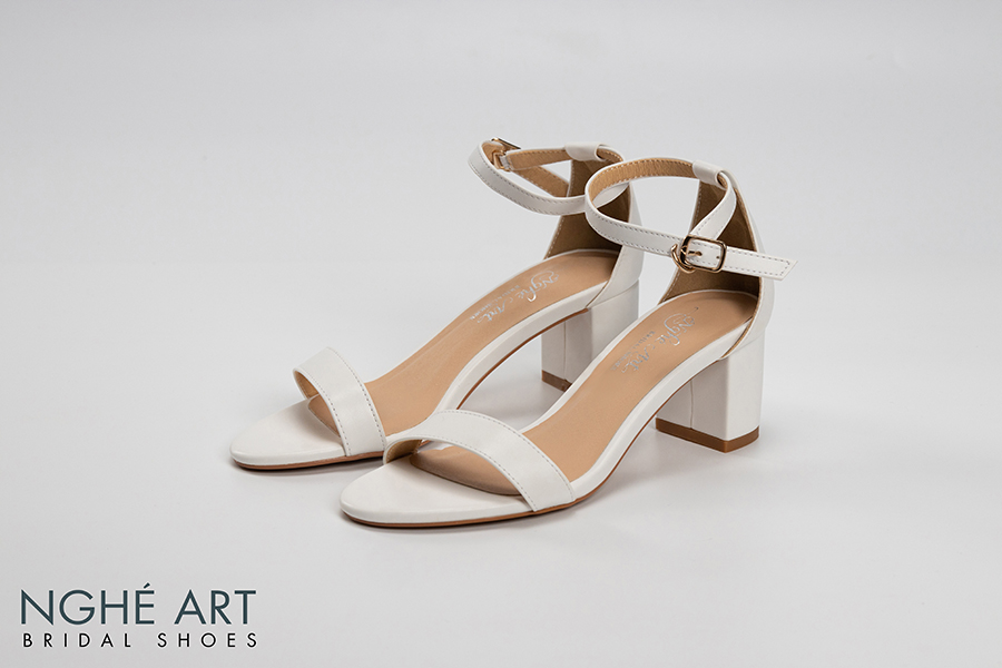 Giày cưới Nghé Art basic quai ngang sandal 195 - Ảnh 5 phân trắng 1 -  Nghé Art Bridal Shoes – 0908590288