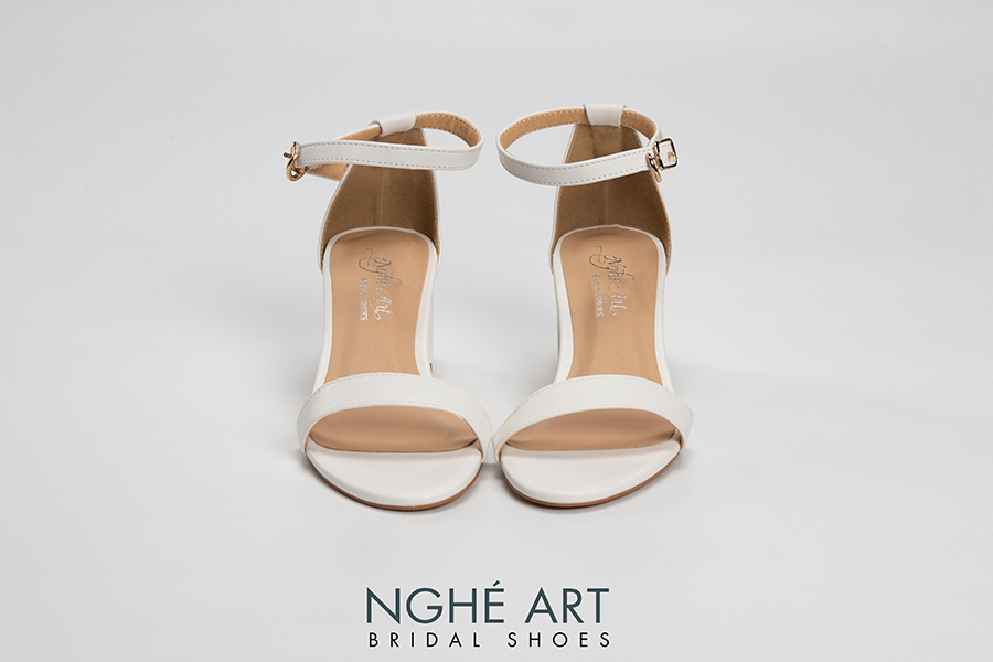 Giày cưới Nghé Art basic quai ngang sandal 195 - Ảnh 5 phân trắng 3 -  Nghé Art Bridal Shoes – 0908590288
