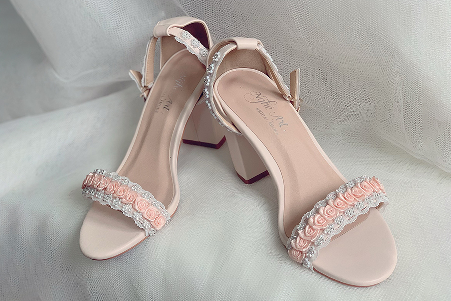 Giày cưới Nghé Art sandal viền hoa 214 - Ảnh 7 -  Nghé Art Bridal Shoes – 0908590288