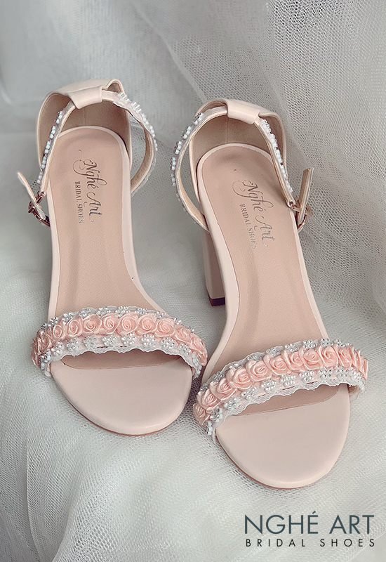 Giày cưới Nghé Art sandal viền hoa 214 - Ảnh 9 -  Nghé Art Bridal Shoes – 0908590288