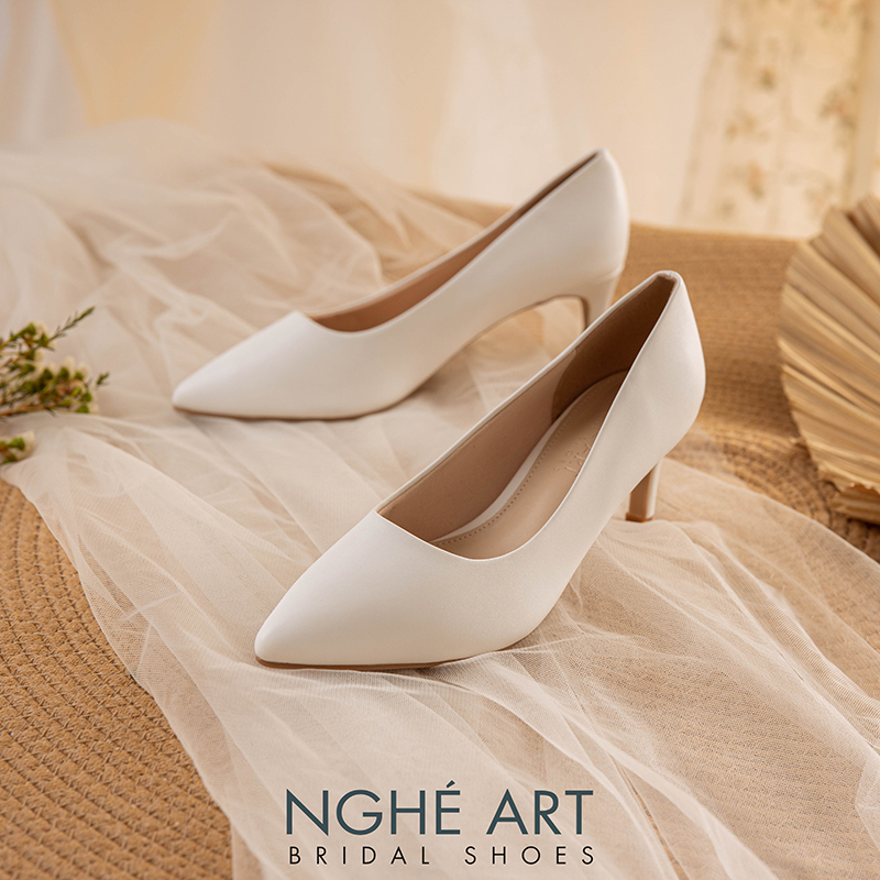 Giày cưới Nghé Art basic bít mũi trắng 227-6P-DA-TRANG - Ảnh 1 - Nghé Art Bridal Shoes – 0822288288