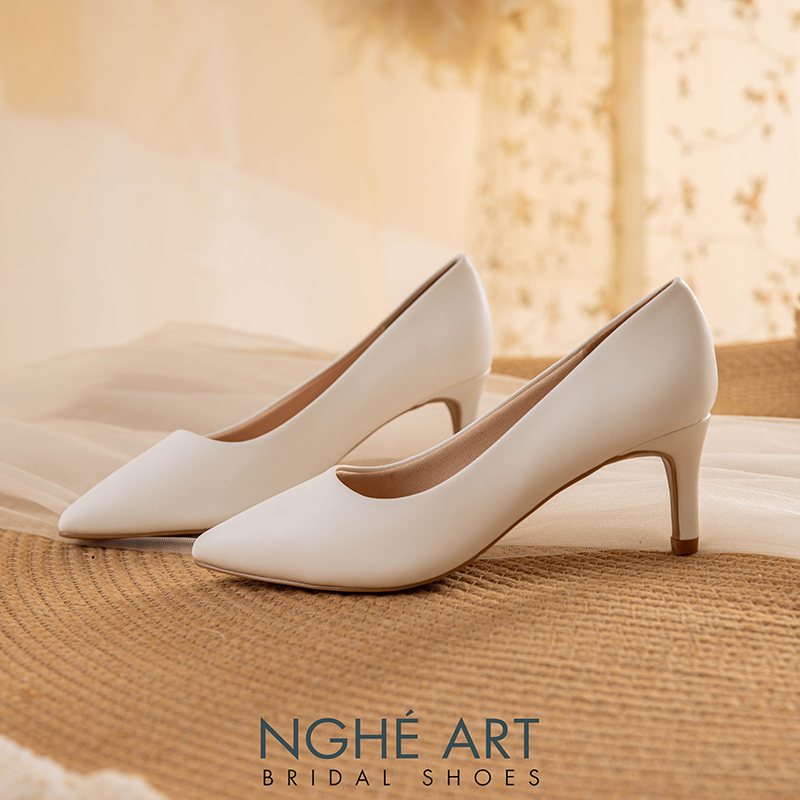 Giày cưới Nghé Art basic bít mũi trắng 227-6P-DA-TRANG - Ảnh 3 - Nghé Art Bridal Shoes – 0822288288