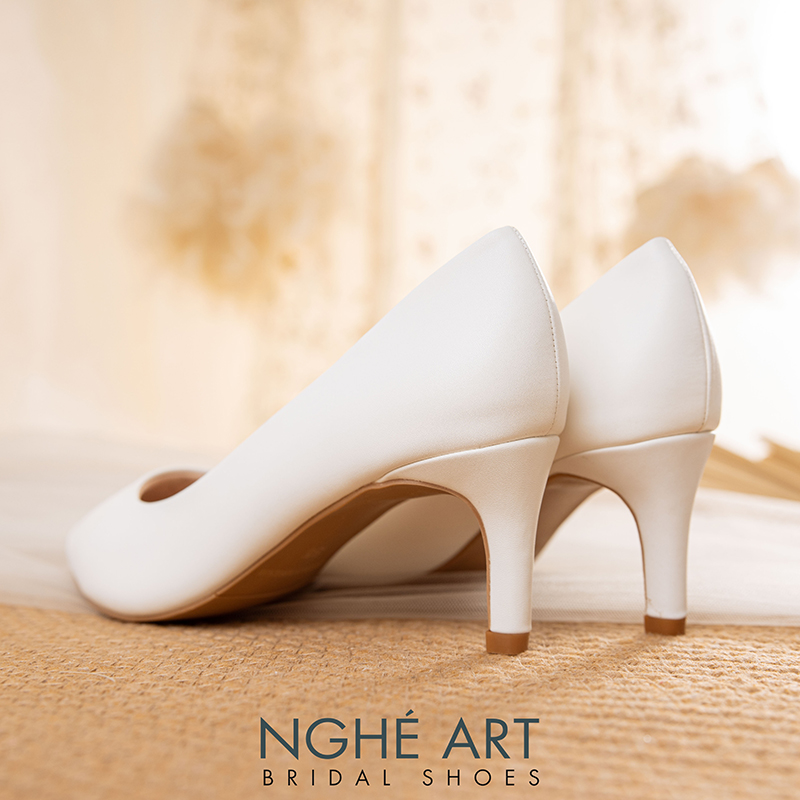 Giày cưới Nghé Art basic bít mũi trắng 227-6P-DA-TRANG - Ảnh 4 - Nghé Art Bridal Shoes – 0822288288