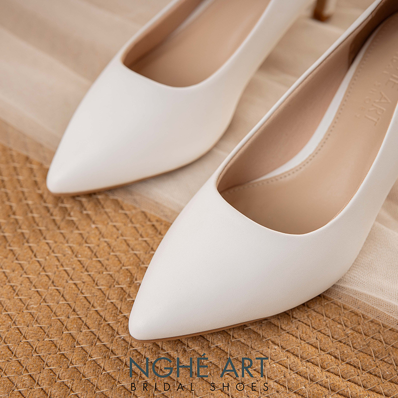 Giày cưới Nghé Art basic bít mũi trắng 227-6P-DA-TRANG - Ảnh 6 - Nghé Art Bridal Shoes – 0822288288