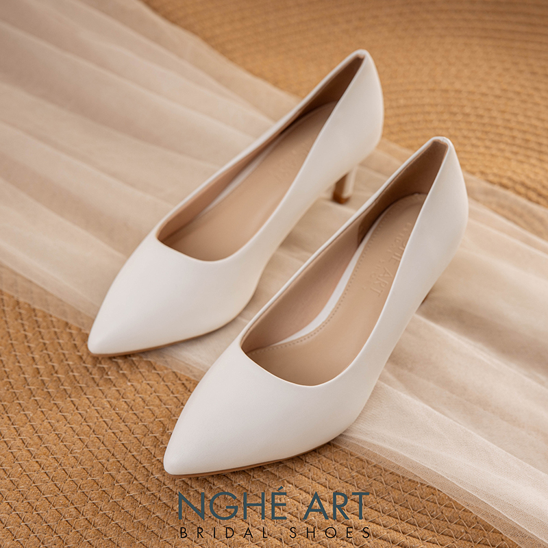 Giày cưới Nghé Art basic bít mũi trắng 227-6P-DA-TRANG - Ảnh 7 - Nghé Art Bridal Shoes – 0822288288