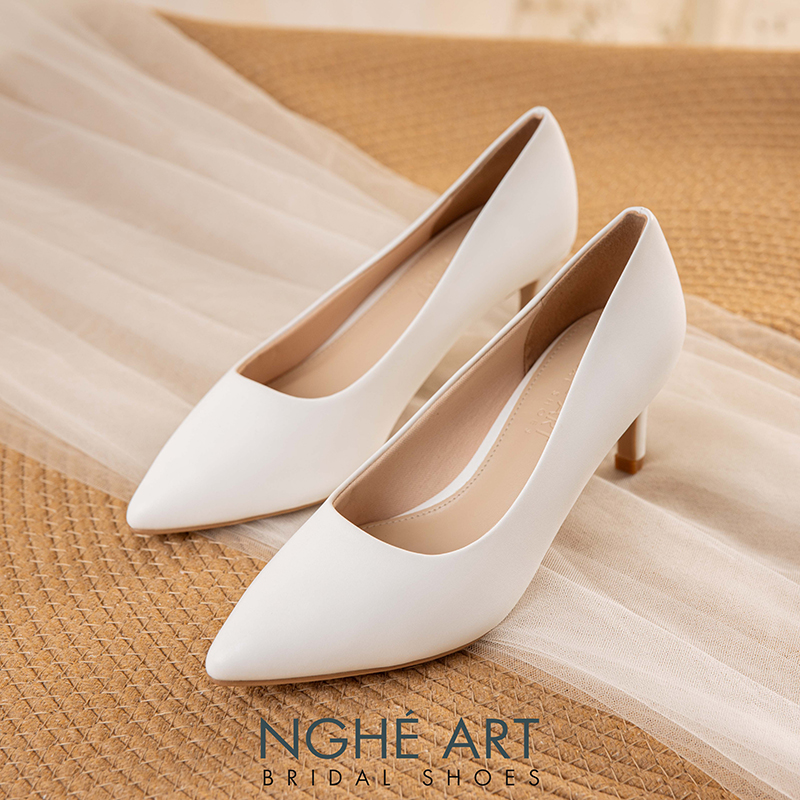 Giày cưới Nghé Art basic bít mũi trắng 227-6P-DA-TRANG - Ảnh 8 - Nghé Art Bridal Shoes – 0822288288