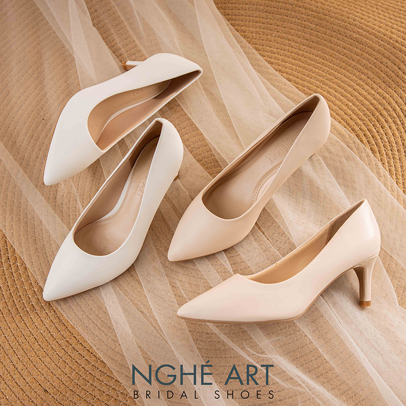 Giày cưới Nghé Art basic bít mũi trắng 227-6P-DA - Ảnh 2 - Nghé Art Bridal Shoes – 0822288288