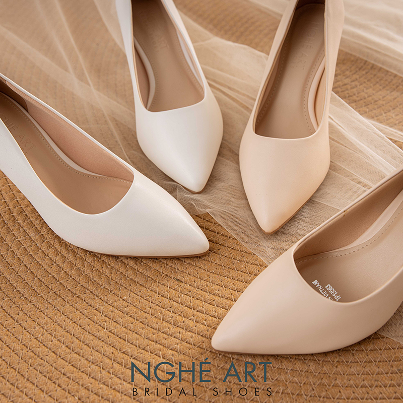 Giày cưới Nghé Art basic bít mũi trắng 227-6P-DA - Ảnh 3 - Nghé Art Bridal Shoes – 0822288288