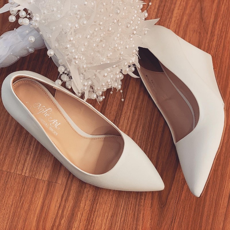 Giày cưới Nghé Art basic xuồng trắng quai sandal 235 - Ảnh 2 -  Nghé Art Bridal Shoes – 0908590288
