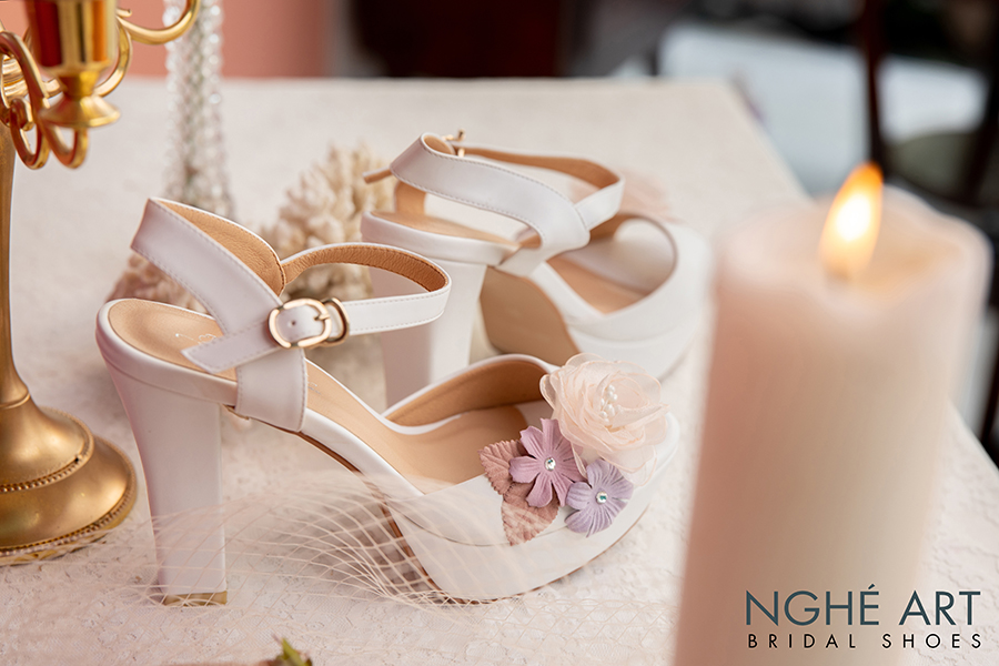 Giày cưới Nghé Art cao gót hoa vintage 238 - Ảnh 7 -  Nghé Art Bridal Shoes – 0908590288