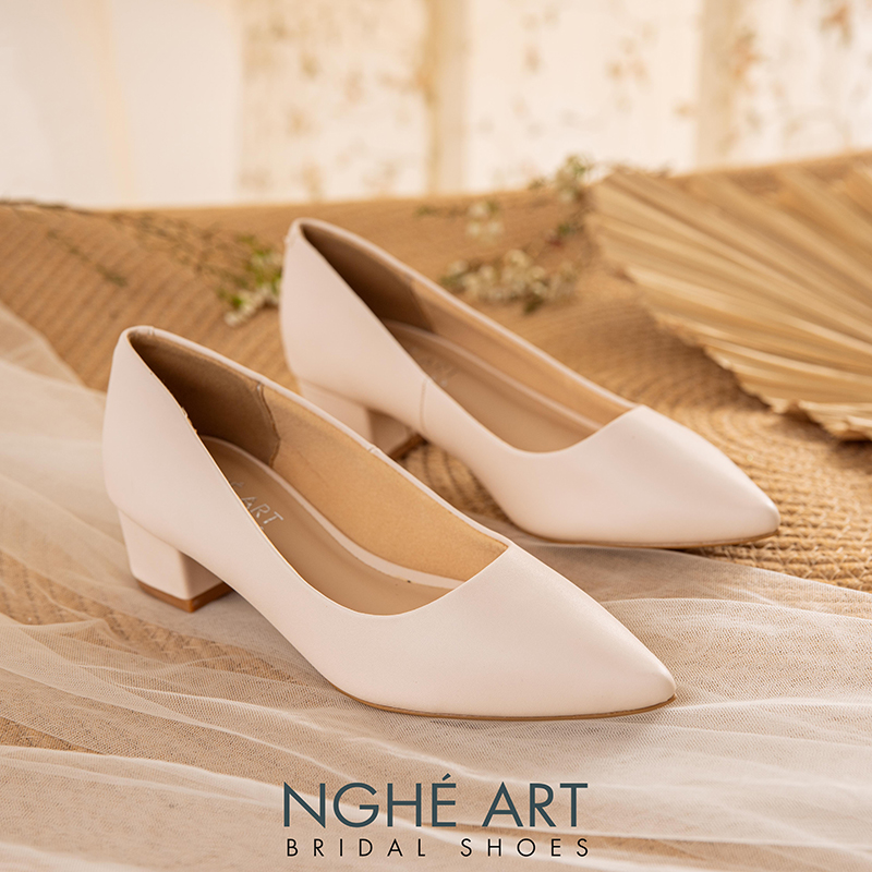 Giày cưới Nghé Art basic gót vuông 274-4P-DA-NUDE - Ảnh 3 -  Nghé Art Bridal Shoes – 0822288288