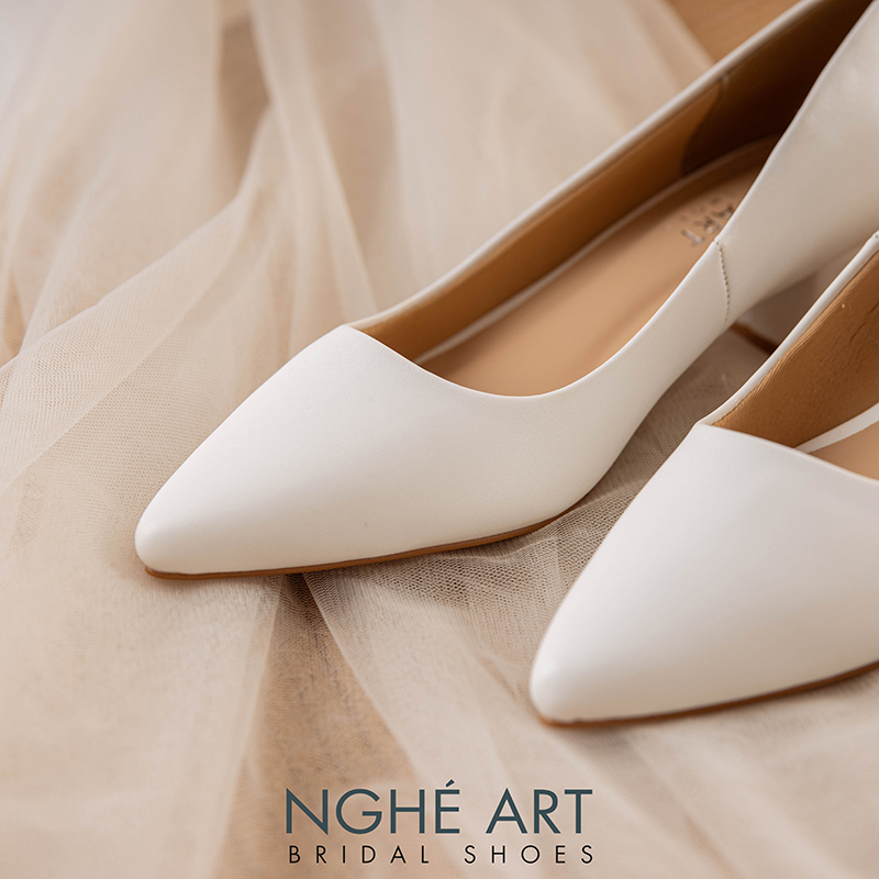 Giày cưới Nghé Art basic gót vuông 274-4P-DA-TRANG - Ảnh 6 -  Nghé Art Bridal Shoes – 0822288288