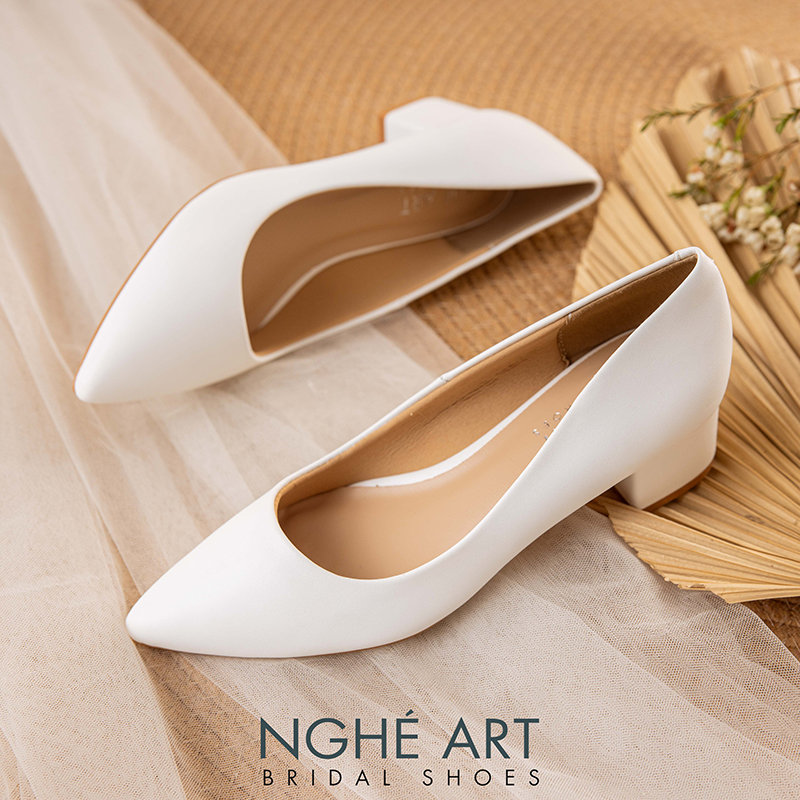 Giày cưới Nghé Art basic gót vuông 274-4P-DA-TRANG - Ảnh 8 -  Nghé Art Bridal Shoes – 0822288288