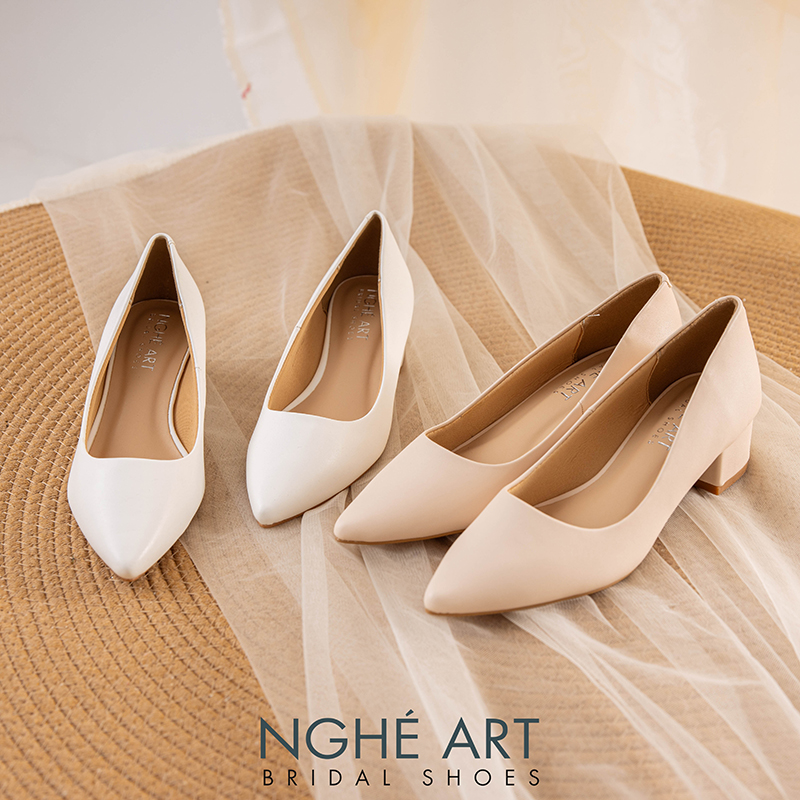 Giày cưới Nghé Art basic gót vuông 274-4P-DA - Ảnh 1 -  Nghé Art Bridal Shoes – 0822288288