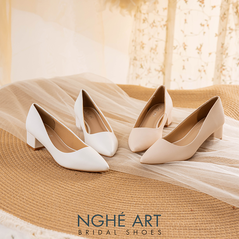 Giày cưới Nghé Art basic gót vuông 274-4P-DA - Ảnh 2 -  Nghé Art Bridal Shoes – 0822288288