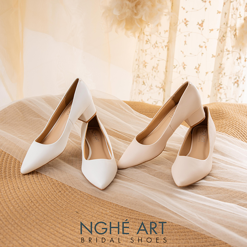 Giày cưới Nghé Art basic gót vuông 274-4P-DA - Ảnh 3 -  Nghé Art Bridal Shoes – 0822288288