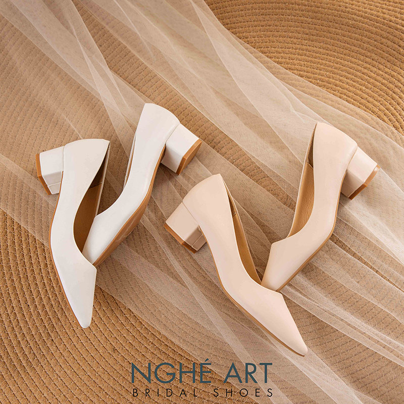 Giày cưới Nghé Art basic gót vuông 274-4P-DA - Ảnh 4 -  Nghé Art Bridal Shoes – 0822288288