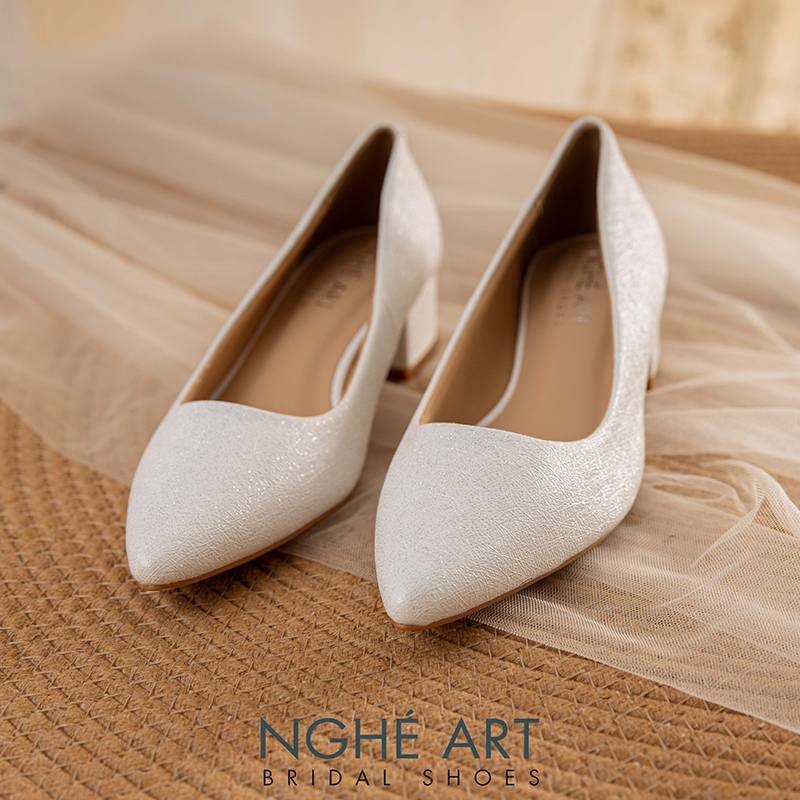 Giày cưới Nghé Art basic gót vuông 274-4P-NHU-TRANG - Ảnh 1 - Nghé Art Bridal Shoes – 0822288288