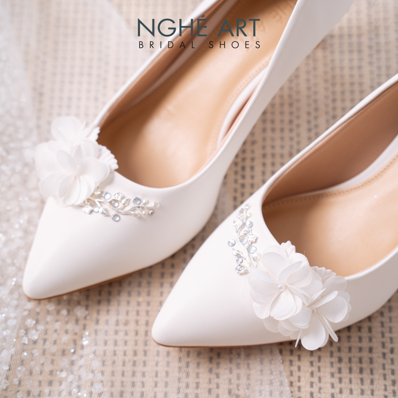 Giày cô dâu Nghé Art đính hoa 275-227-6P-DA-TRANG - Ảnh 6 - Nghé Art Bridal Shoes – 0822288288