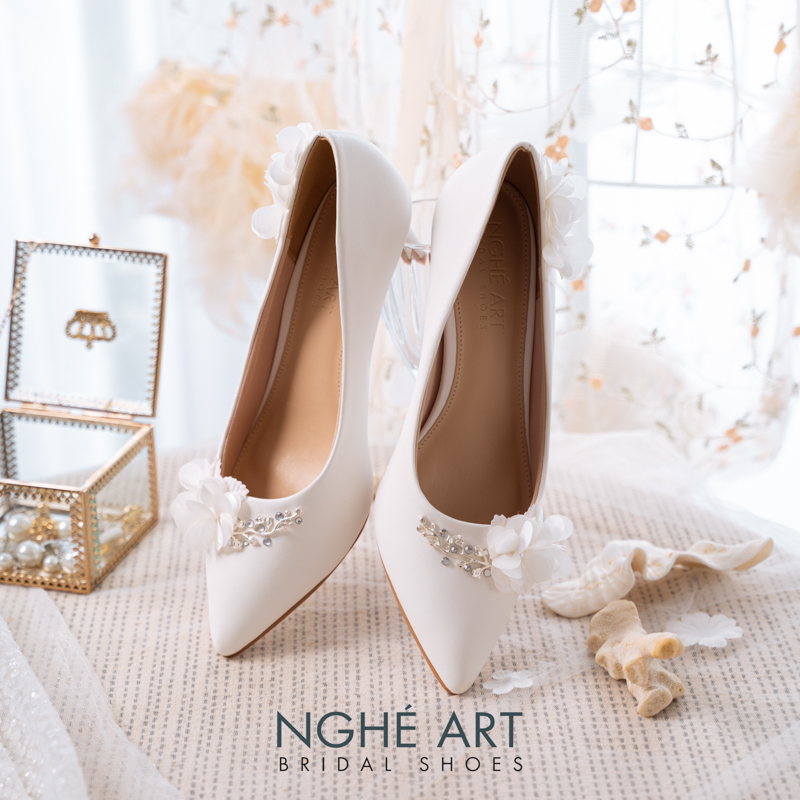 Giày cô dâu Nghé Art đính hoa 275-227-6P-DA-TRANG - Ảnh 7 - Nghé Art Bridal Shoes – 0822288288