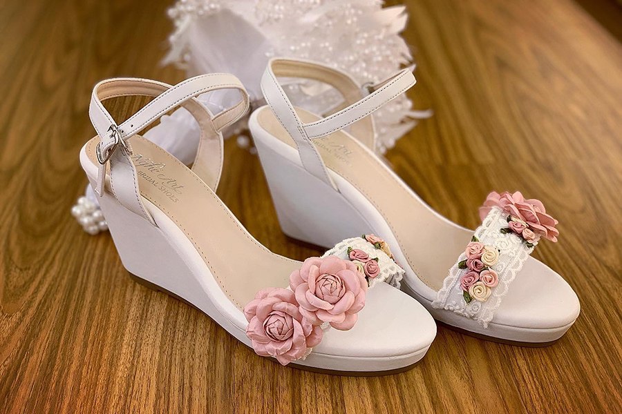 Giày cưới Nghé Art đế xuồng hoa trắng 285 - Ảnh 5 -  Nghé Art Bridal Shoes – 0908590288