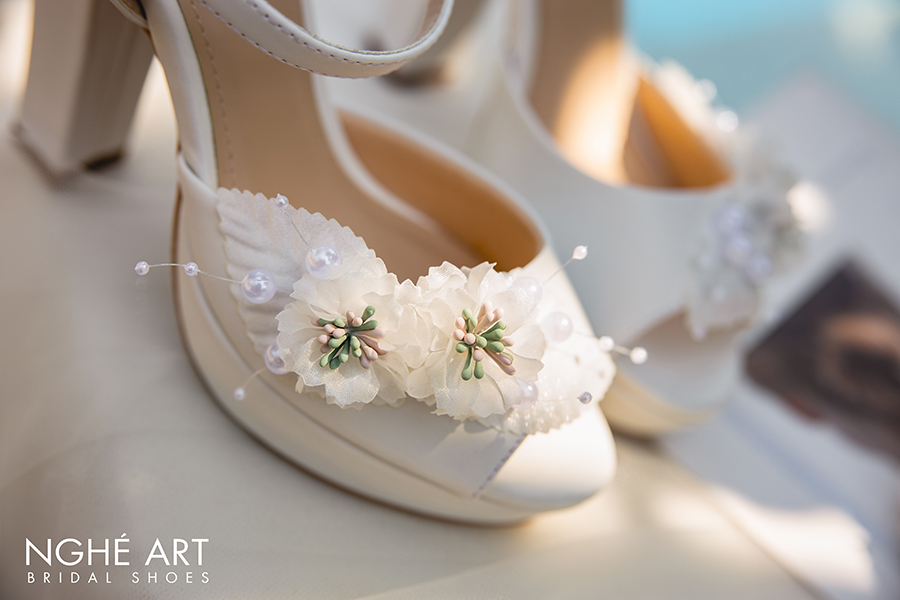 Giày cưới Nghé Art hoa cao gót mũi đúp 295 - Ảnh 5 - Nghé Art Bridal Shoes – 0822288288
