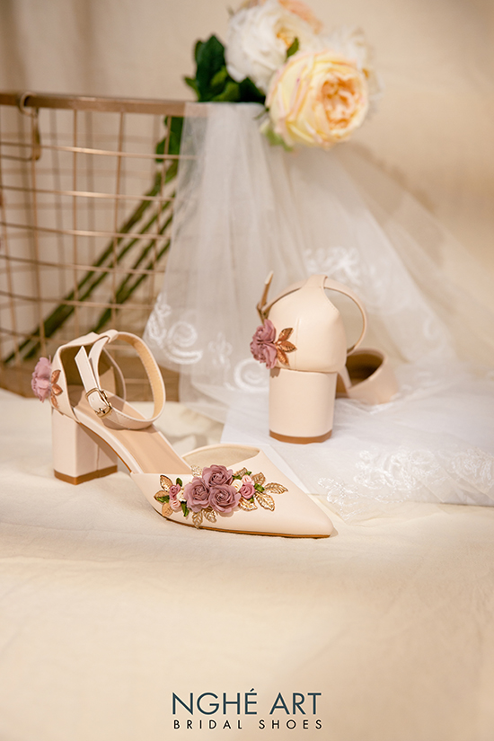 Giày cưới Nghé Art hoa 298 - Ảnh cập nhật màu hoa 2 -  Nghé Art Bridal Shoes – 0908590288