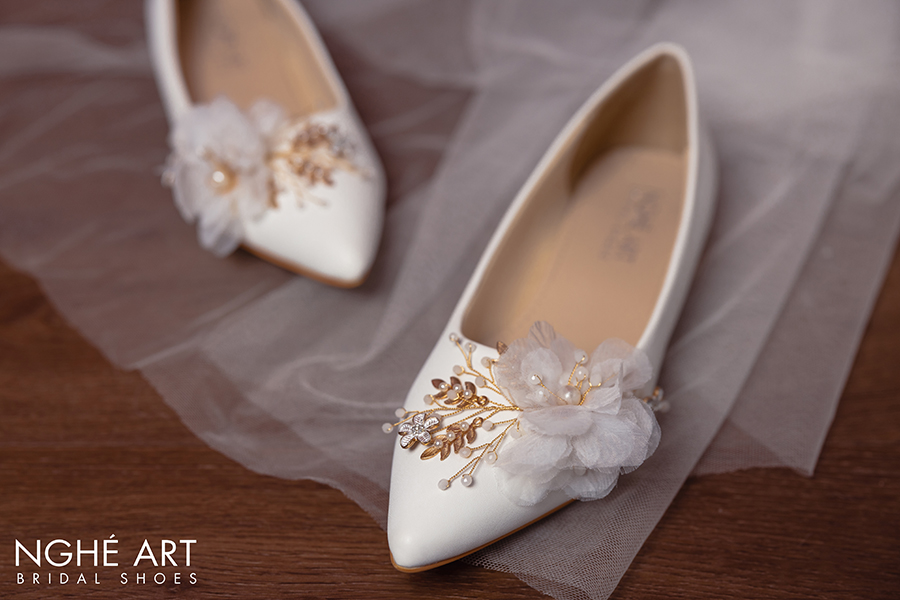 Giày cưới Nghé Art đế bệt đính hoa 324 - Ảnh 4 - Nghé Art Bridal Shoes – 0822288288