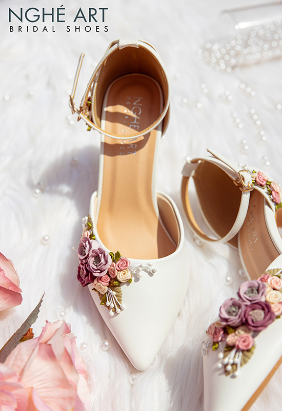 Giày cưới Nghé Art hoa hồng tím vintage 343 - Ảnh 1 -  Nghé Art Bridal Shoes – 0908590288