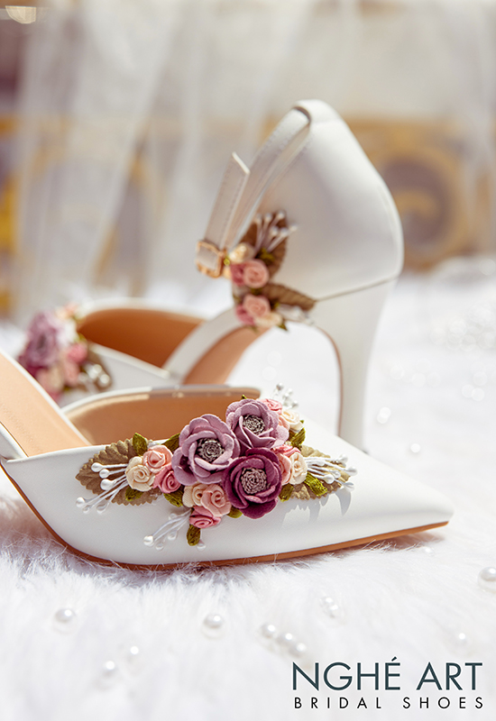 Giày cưới Nghé Art hoa hồng tím vintage 343 - Ảnh 5 -  Nghé Art Bridal Shoes – 0908590288