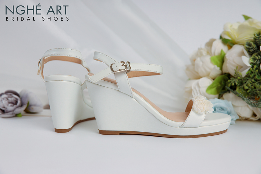 Giày cưới Nghé Art hoa trắng 348 đế xuồng - Ảnh 4 -  Nghé Art Bridal Shoes – 0908590288
