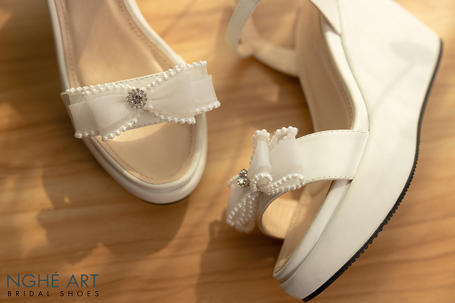Giày cưới Nghé Art đế xuồng đính nơ 376-10p - Ảnh 5 - Nghé Art Bridal Shoes – 0822288288